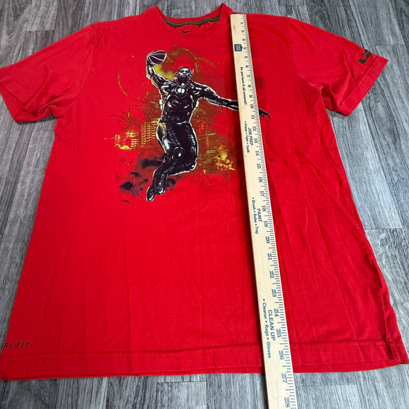 Nike LeBron Dri-Fit Red Basketball Tee Cyber Dunk Graphic Shirt Size Large - Picture 9 of 9